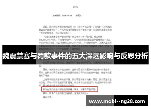 魏震禁赛与罚款事件的五大深远影响与反思分析 魏震禁赛与罚款事件的五大深远影响与反思分析